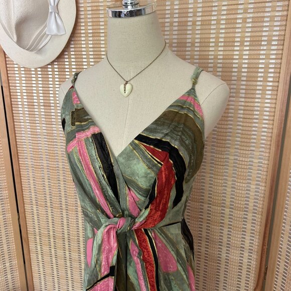 Jason Wu Multicolor Abstract Tropical Print Midi Linen Dress - Picture 2 of 12